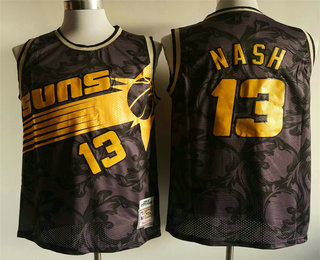 Men's Phoenix Suns #13 Steve Nash Purple With Yellow Hardwood Classics Soul Swingman Throwback Jersey