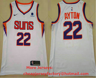 Men's Phoenix Suns #22 Deandre Ayton White 2021 Nike Swingman Stitched NBA Jersey With Sponsor Logo