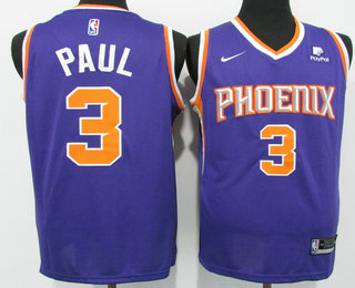 Men's Phoenix Suns #3 Chris Paul Purple 2021 Nike Swingman Stitched NBA Jersey With Sponsor Logo