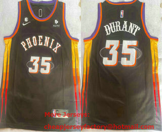 Men's Phoenix Suns #35 Kevin Durant Black 20223 6 Patch Statement Edition Stitched Jersey