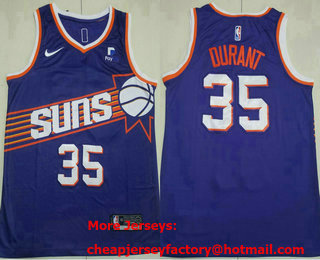 Men's Phoenix Suns #35 Kevin Durant Purple 2023 Icon Sponsor Swingman Jersey