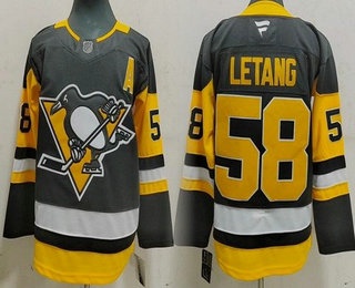 Men's Pittsburgh Penguins #58 Kris Letang Black Authentic Jersey