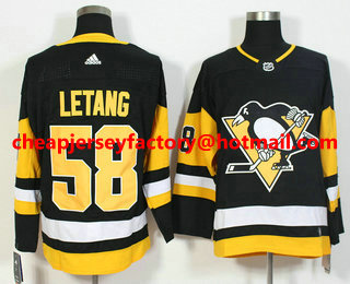 Men's Pittsburgh Penguins #58 Kris Letang Black Home 2017-2018 Hockey Stitched NHL Jersey