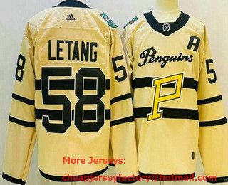 Men's Pittsburgh Penguins #58 Kris Letang Cream 2023 Winter Classic Authentic Jersey