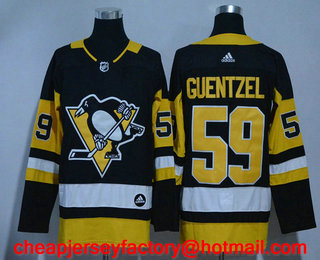 Men's Pittsburgh Penguins #59 Jake Guentzel Black Home 2017-2018 Hockey Stitched NHL Jersey