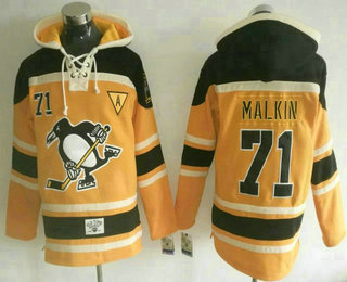 Men's Pittsburgh Penguins #71 Evgeni Malkin 2017 Stadium Series Stitched Old Time Hockey Yellow Hoodie