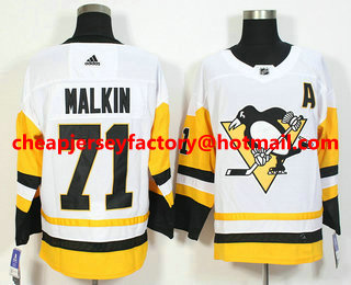 Men's Pittsburgh Penguins #71 Evgeni Malkin White 2017-2018 Hockey Stitched NHL Jersey