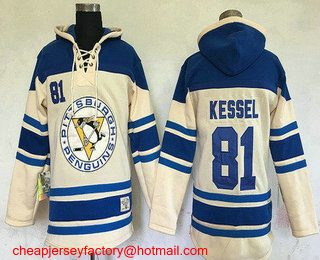 Men's Pittsburgh Penguins #81 Phil Kessel Cream Stitched NHL Old Time Hockey Hoodie Men's Pittsburgh Penguins #81 Phil Kessel Cream Stitched NHL Old Time Hockey Hoodie