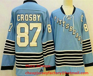 Men's Pittsburgh Penguins #87 Sidney Crosby Light Blue Authentic Jersey