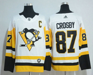 Men's Pittsburgh Penguins #87 Sidney Crosby White 2017-2018 Hockey Stitched NHL Jersey
