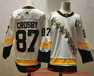 Men's Pittsburgh Penguins #87 Sidney Crosby White Adidas 2020-21 Stitched NHL Jersey
