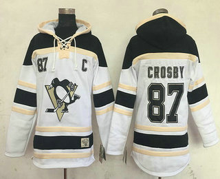 Men's Pittsburgh Penguins #87 Sidney Crosby White Old Time Hockey Hoodie
