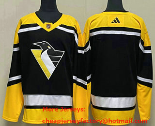 Men's Pittsburgh Penguins Blank Black 2023 Reverse Retro Stitched Jersey