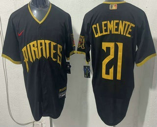 Men's Pittsburgh Pirates #21 Roberto Clemente Black 2026 City Connect Stadium Jersey
