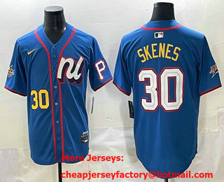 Men's Pittsburgh Pirates #30 Paul Skenes Number Blue 2025 All Star Limited Stitched Jersey