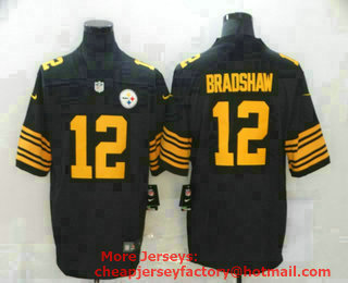 Men's Pittsburgh Steelers #12 Terry Bradshaw Black 2016 Color Rush Stitched NFL Nike Limited Jersey
