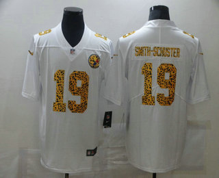Men's Pittsburgh Steelers #19 JuJu Smith-Schuster White Leopard Print Fashion Vapor Limited Nike NFL Jersey