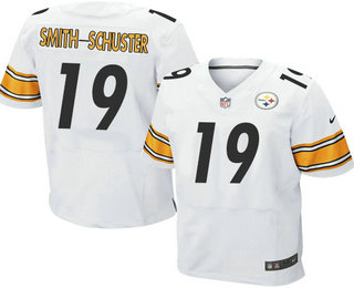 Men's Pittsburgh Steelers #19 JuJu Smith-Schuster White Road Stitched NFL Nike Elite Jersey