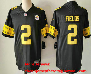 Men's Pittsburgh Steelers #2 Justin Fields Black 2024 Color Rush Limited Stitched Jersey