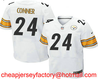 Men's Pittsburgh Steelers #24 James Conner White Road Stitched NFL Nike Elite Jersey