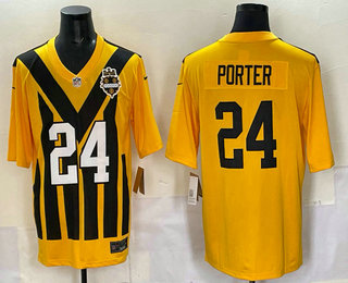 Men's Pittsburgh Steelers #24 Joey Porter Jr Limited Yellow Throwback Jersey