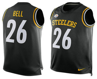 Men's Pittsburgh Steelers #26 LeVeon Bell Black Nike Player Name And Number Tank Top