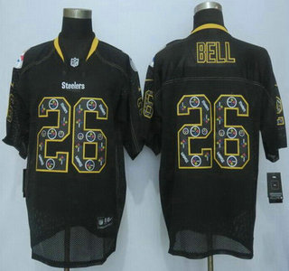 Men's Pittsburgh Steelers #26 LeVeon Bell Nike Lights Out Black Ornamented Elite Jersey