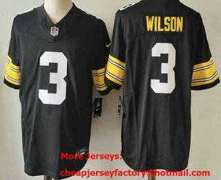 Men's Pittsburgh Steelers #3 Russell Wilson Black 2023 FUSE Vapor Limited Stitched Throwback Jersey