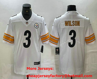 Men's Pittsburgh Steelers #3 Russell Wilson White Vapor Untouchable Limited Stitched Jersey