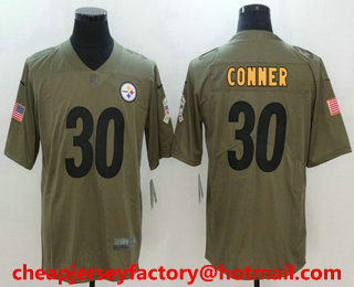 Men's Pittsburgh Steelers #30 James Conner Olive 2017 Salute To Service Stitched NFL Nike Limited Jersey