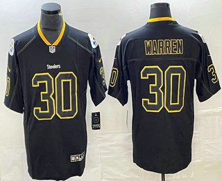 Men's Pittsburgh Steelers #30 Jaylen Warren 2018 Black Lights Out Color Rush Stitched NFL Nike Limited Jersey