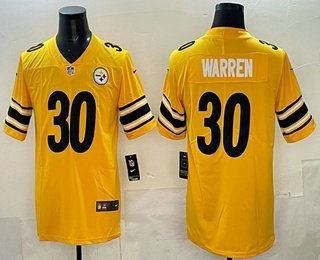 Men's Pittsburgh Steelers #30 Jaylen Warren Limited Yellow Inverted Vapor Jersey