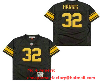 Men's Pittsburgh Steelers #32 Franco Harris Black Yellow 1975 Throwback Jersey