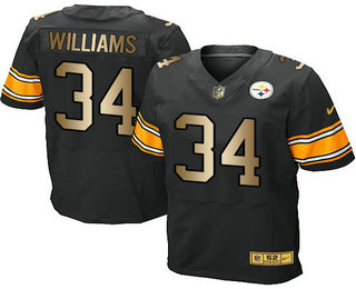 Men's Pittsburgh Steelers #34 DeAngelo Williams Black With Gold Stitched NFL Nike Elite Jersey