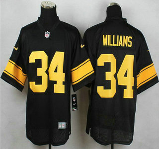 Men's Pittsburgh Steelers #34 DeAngelo Williams Black With Yellow Nike NFL Elite Jersey