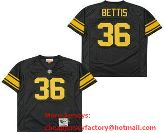 Men's Pittsburgh Steelers #36 Jerome Bettis Black Yellow 1996 Throwback Jersey