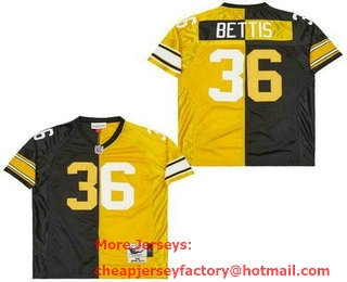 Men's Pittsburgh Steelers #36 Jerome Bettis Black Yellow Split Throwback Jersey