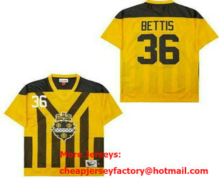 Men's Pittsburgh Steelers #36 Jerome Bettis Yellow Throwback Jersey