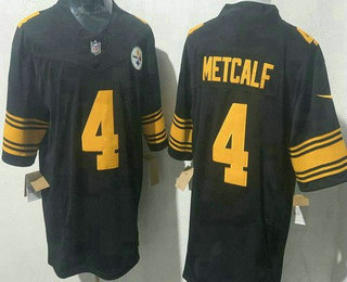 Men's Pittsburgh Steelers #4 DK Metcalf Limited Black Throwback FUSE Vapor Jersey