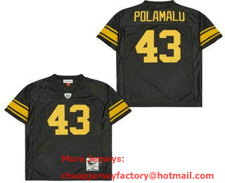Men's Pittsburgh Steelers #43 Troy Polamalu Black Yellow Throwback Jersey