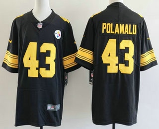 Men's Pittsburgh Steelers #43 Troy Polamalu Limited Black Throwback Vapor Jersey
