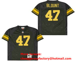 Men's Pittsburgh Steelers #47 Mel Blount Black Yellow 1975 Throwback Jersey