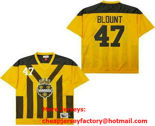 Men's Pittsburgh Steelers #47 Mel Blount Yellow Throwback Jersey