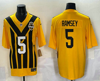 Men's Pittsburgh Steelers #5 Jalen Ramsey Limited Yellow Throwback Jersey