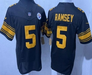 Men's Pittsburgh Steelers #5 Jalen Ramsey Limited Black Throwback FUSE Vapor Jersey