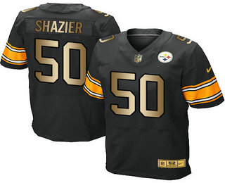 Men's Pittsburgh Steelers #50 Ryan Shazier Black With Gold Stitched NFL Nike Elite Jersey