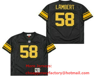 Men's Pittsburgh Steelers #58 Jack Lambert Black Yellow 1975 Throwback Jersey