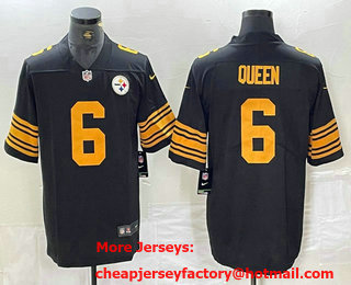 Men's Pittsburgh Steelers #6 Patrick Queen Black Yellow 2022 Color Rush Stitched Nike Limited Jersey