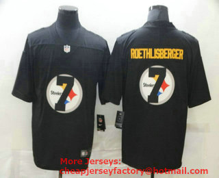 Men's Pittsburgh Steelers #7 Ben Roethlisberger Black 2020 Shadow Logo Vapor Untouchable Stitched NFL Nike Limited Jersey