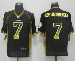 Men's Pittsburgh Steelers #7 Ben Roethlisberger Black Drift Stitched NFL Nike Fashion Jersey